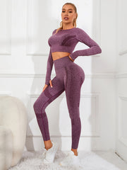 Seamless Long Sleeve Top and Leggings Set for Women