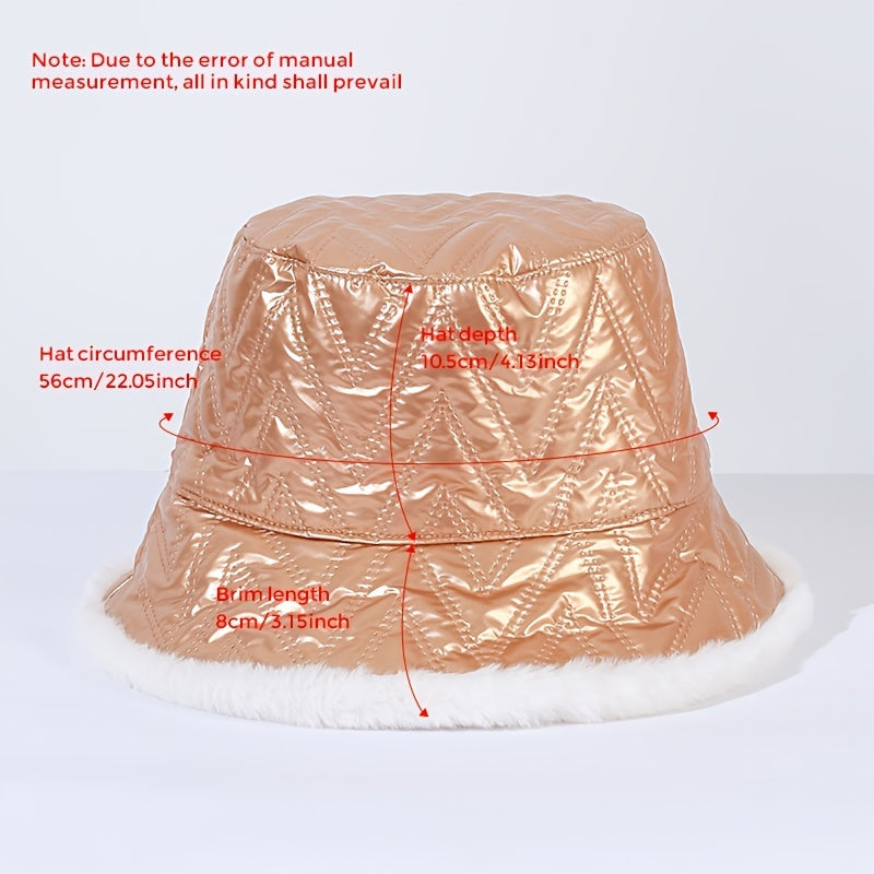 Reversible Thermal Bucket Hat Plush Winter Keep Warm Basin
