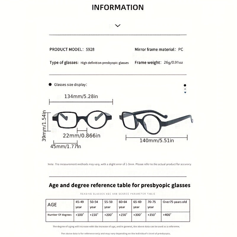 Irregular Presbyopic Eyeglasses for Women Men Diopters To 4.0