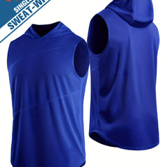 Men's Hooded Sleeveless Tank Top Quick Drying Lightweight Sports Vest