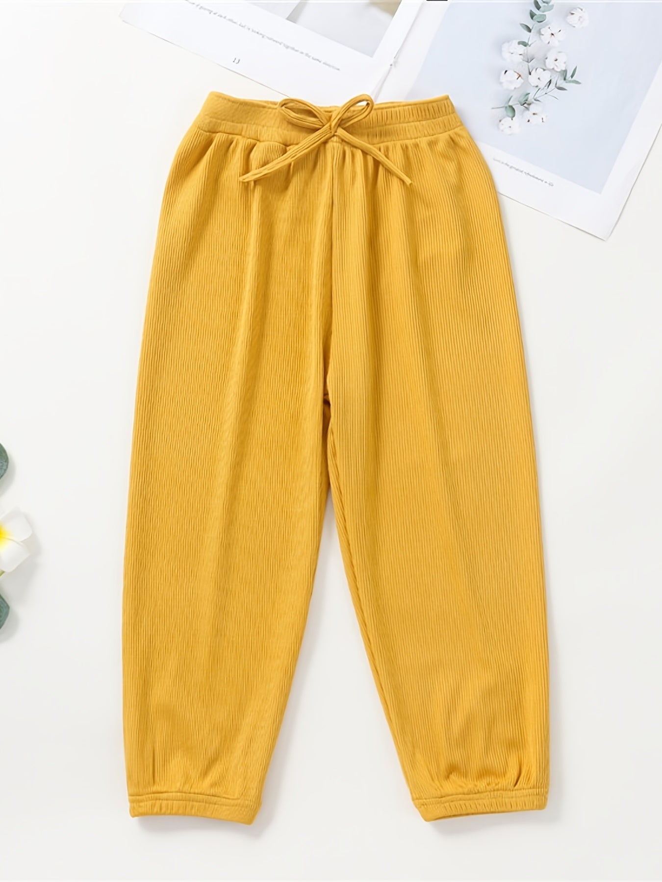 Girls Casual Sweatpants Elastic Waist Bow Loose Breathable Sport Jogger Pants