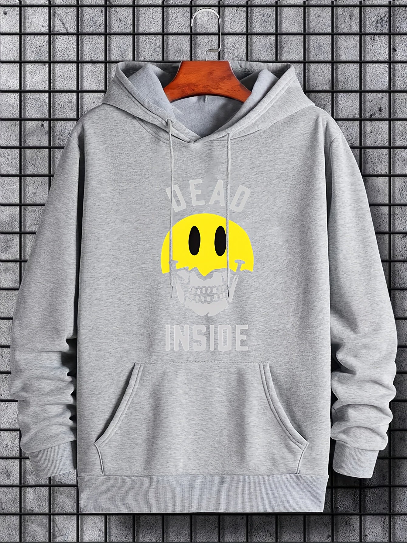 Men's Dead Inside Print Hoodie Casual Drawstring Hoodie