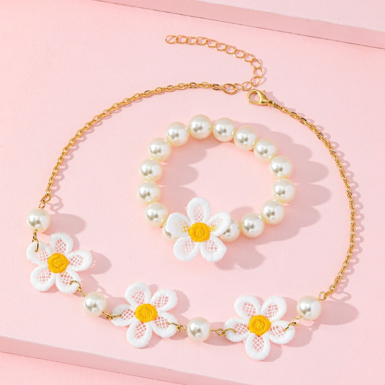 Girls Embroidered Flower Accessories Set