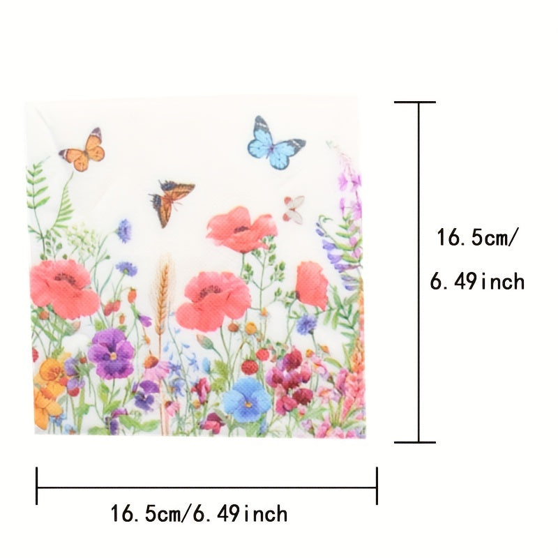 20pcs Flowers Napkins Decorative Floral Paper Napkins