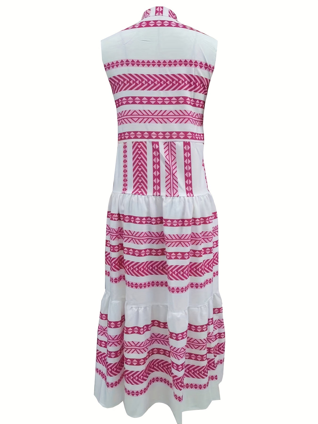 Geo Print V neck Sleeveless Dress Boho Casual Dress For Spring & Summer