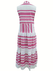 Geo Print V neck Sleeveless Dress Boho Casual Dress For Spring & Summer