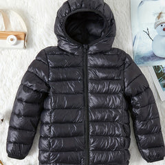 Boys Winter Fleece Hooded Coat Cotton Padded Light Warm Jacket Outerwear