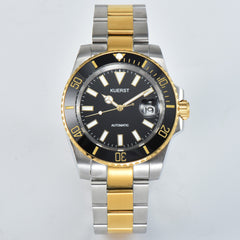 KUERST Steel Strap Mech. Watch Waterproof Night Light Ceramic Ring