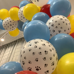 80pc Dog Paw Balloon Arch Kit & 16ft Arch Paw Bday Decor Yellow Red