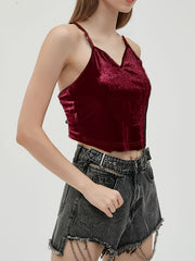 Butterfly Embroidered Cami Top Sleeveless V Neck Summer Top