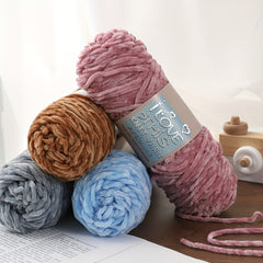 Chenille Yarn for Hand Knitting Crocheting Cardigan Scarf, Polyester Velvet Yarn