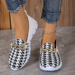 Women's Chain Decor Sneakers Breathable Slip On Shoes