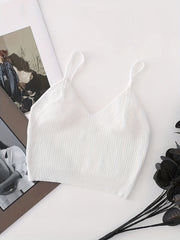 Ribbed Cami Top V Neck Spaghetti Strap Women's Lingerie