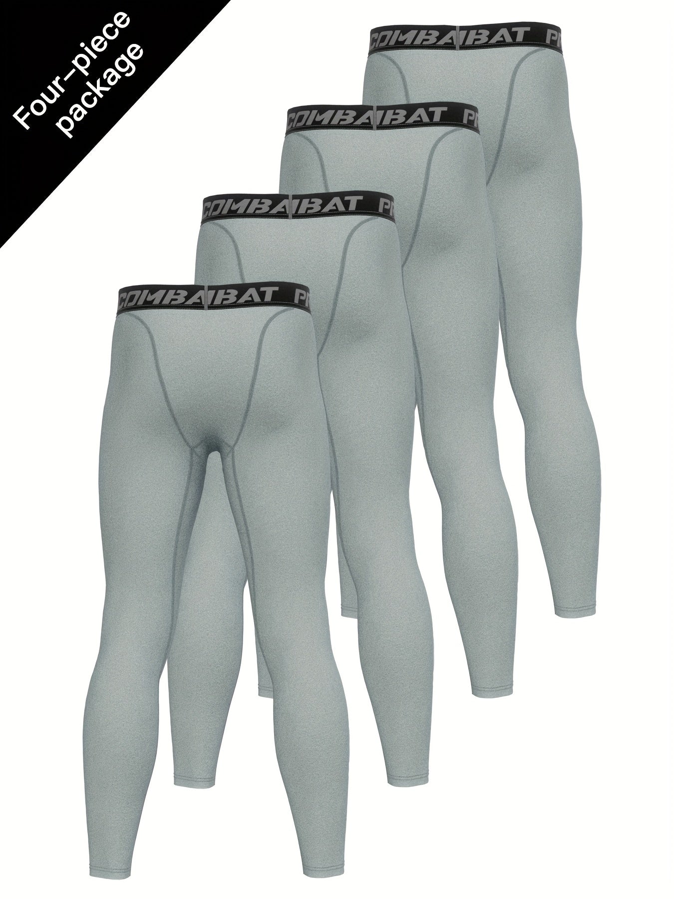 Men's 4pcs Solid Leggings Active Quick Dry Compression Pants