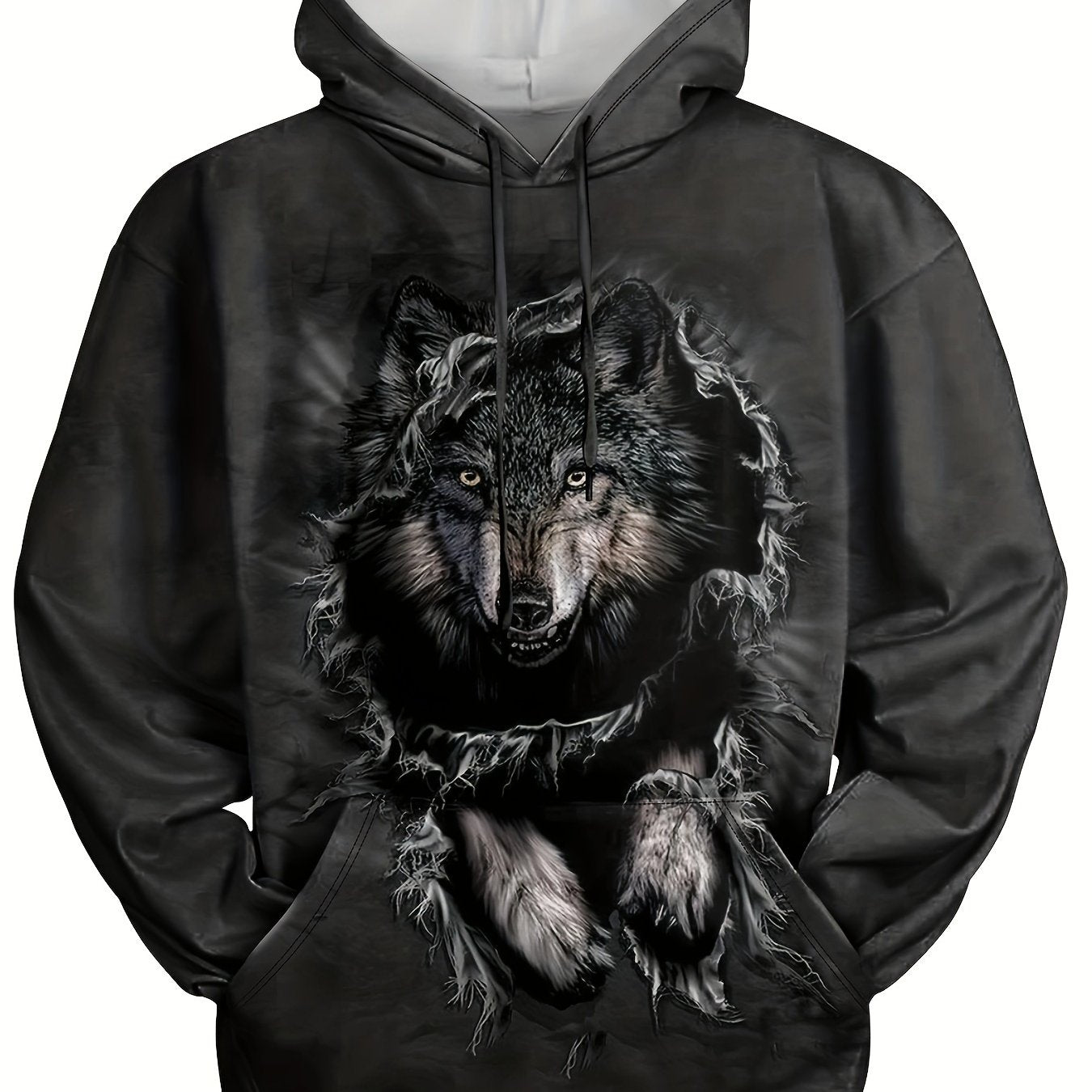 Wolf 3D Print Hoodies for Men Graphic Hoodie Comfy Loose Hooded Pullover