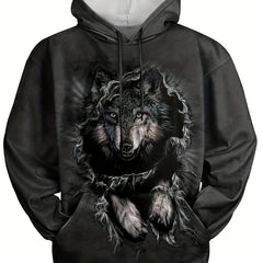 Wolf 3D Print Hoodies for Men Graphic Hoodie Comfy Loose Hooded Pullover