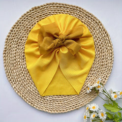 Soft Elastic Flower Baby Hat With Bow for Girl