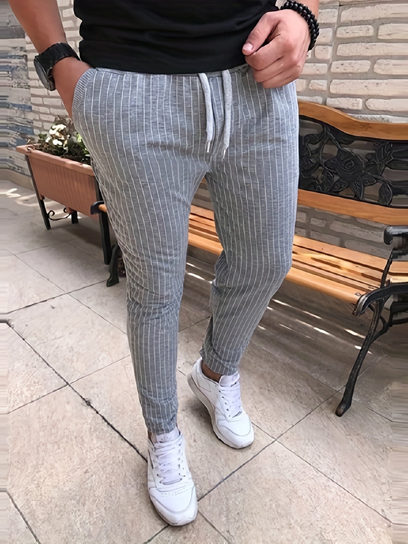Men's Striped Casual Pants - Medium Size