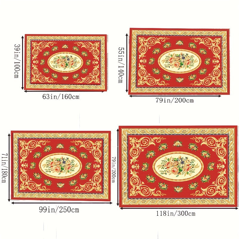 Red American Classic Area Rug Soft Carpet for Living R