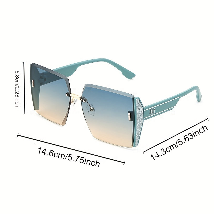 Rimless Sunglasses Women Large Gradient UV400 Sun Shades Glasses