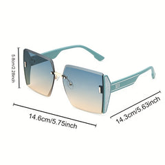 Rimless Sunglasses Women Large Gradient UV400 Sun Shades Glasses