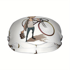 Unisex Bike Print Sports Headband Sweat Wicking Polyester Yoga Gym Running
