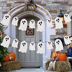 3pcs Halloween Hanging Ghost Banner Glitter Decorations