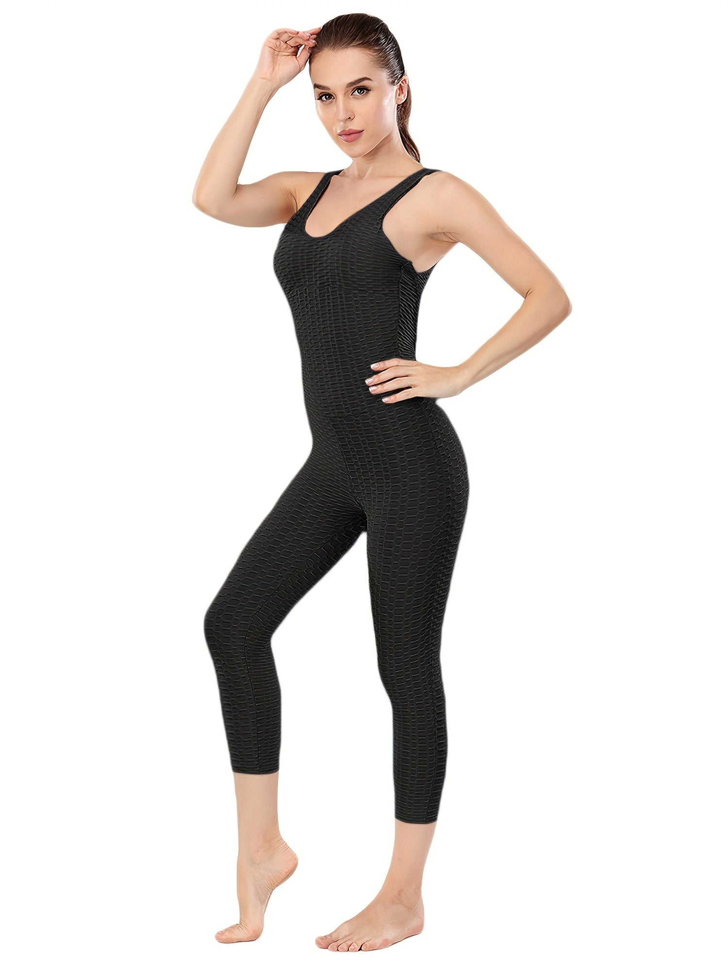 Honeycomb Yoga Jumpsuit Tummy Control Butt Lifting Skinny Shaping Cami
