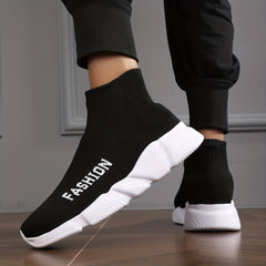 Women's Letter Pattern Knit High Top Platform Sneakers