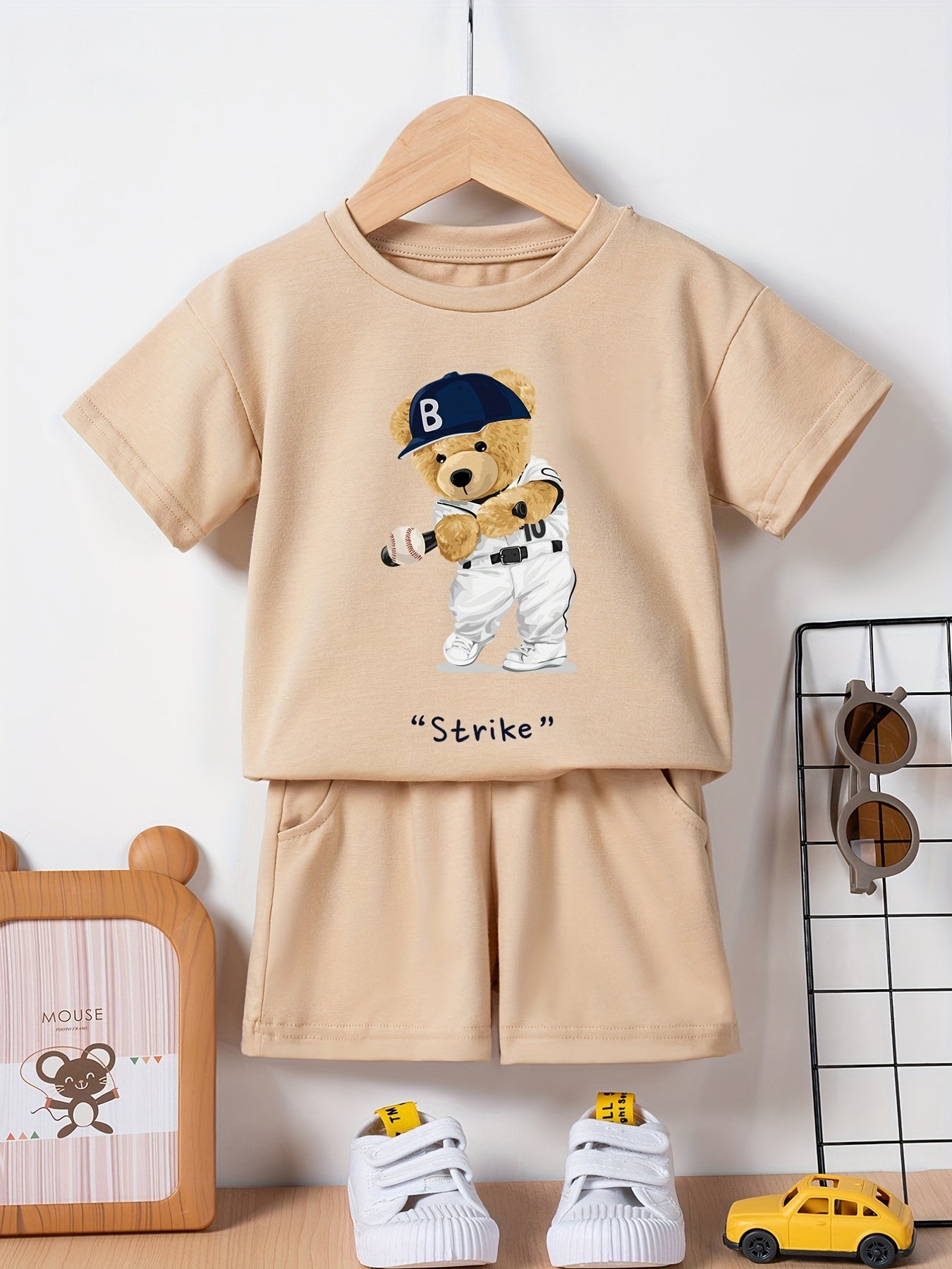 Boys Summer Bear Tracksuit Set Casual T-shirt and Shorts Kids Outfits