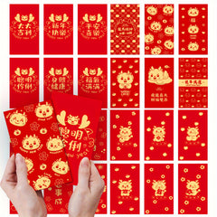 6pcs Red Envelopes Hot Stamping Embossing Year Packet Red Golden Lucky Money Poc