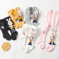 Baby Girls Ribbed Tights Leggings Stockings Rabbit Doll Warm Pantyhose