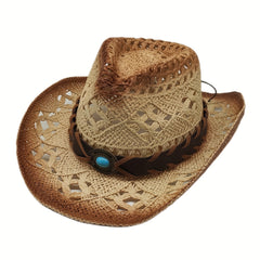 Straw Beach Sun Hat Lightweight Western Cowboy Hat For Men Women