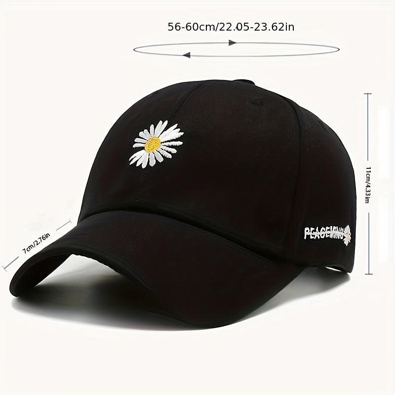 Summer Flower Embroidered Baseball Cap Unisex Sunhat Outdoor Hip Hop Hat