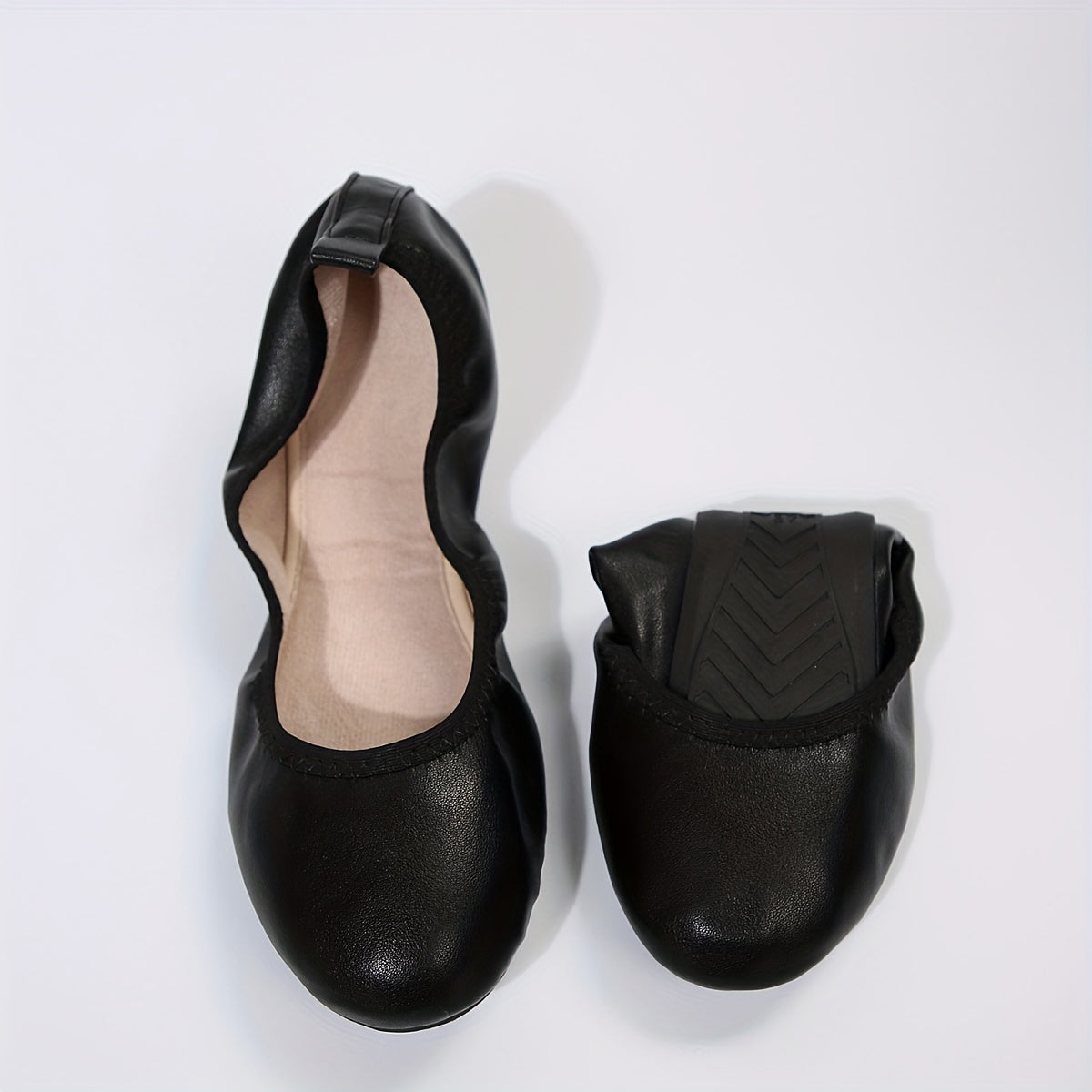 Women's Solid Ballet Shoes Slip On Flat Lightweight Faux Leather Shoes