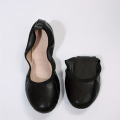Women's Solid Ballet Shoes Slip On Flat Lightweight Faux Leather Shoes
