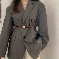 Heart Buckle PU Leather Belt Thin Casual Skirt Belt