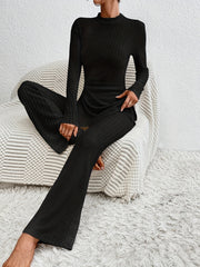 Ribbed Lounge Set Top & Pants Women's Loungewear