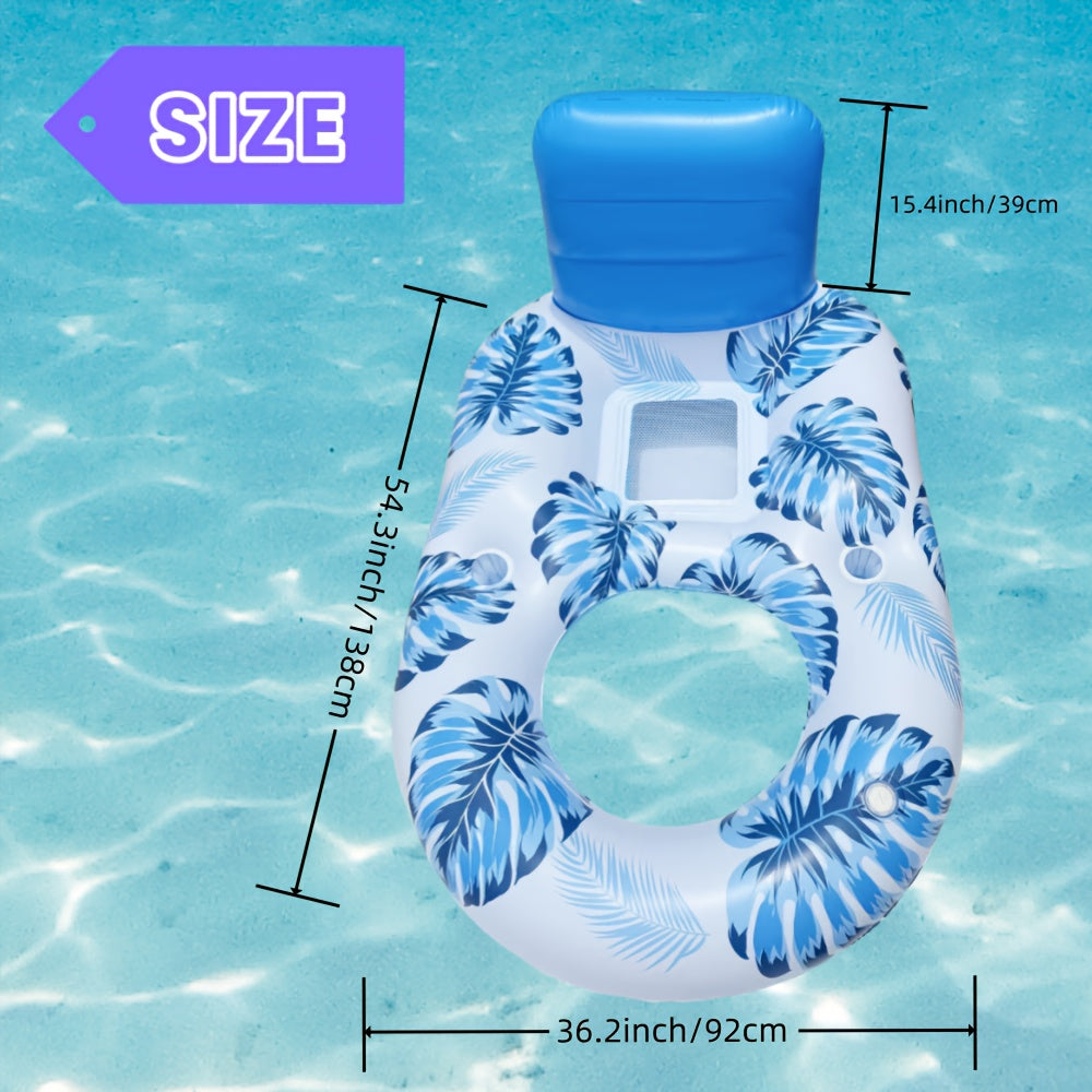 Leaf Pool Float Inflatable Lounge Chair with Cup Holder
