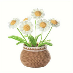 Knitting DIY Wool Flower Potted Ornament Set - English Manual Included