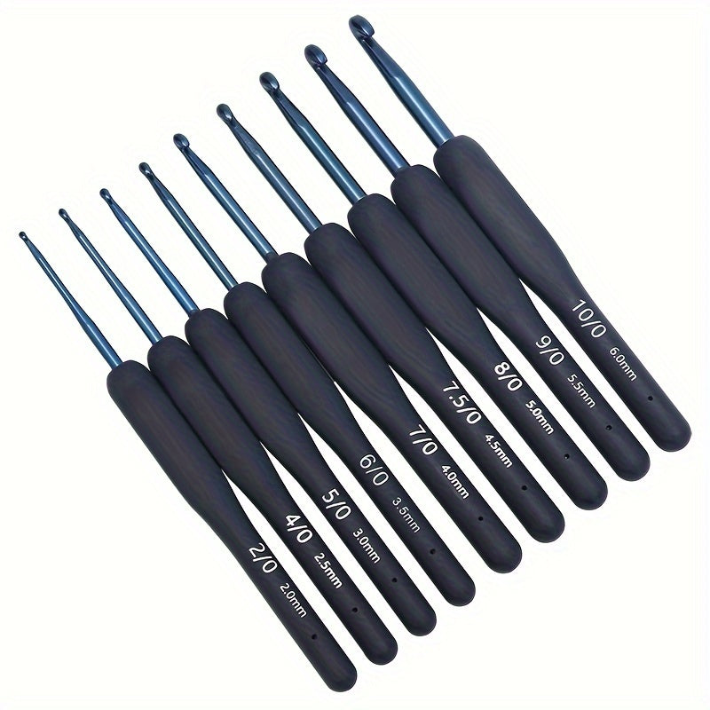 5pcs Stainless Steel Crochet Tool Set Soft Handle Hooks Ergonomic Grip