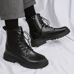 Men's Side Zip Combat Boots Casual Walking Shoes