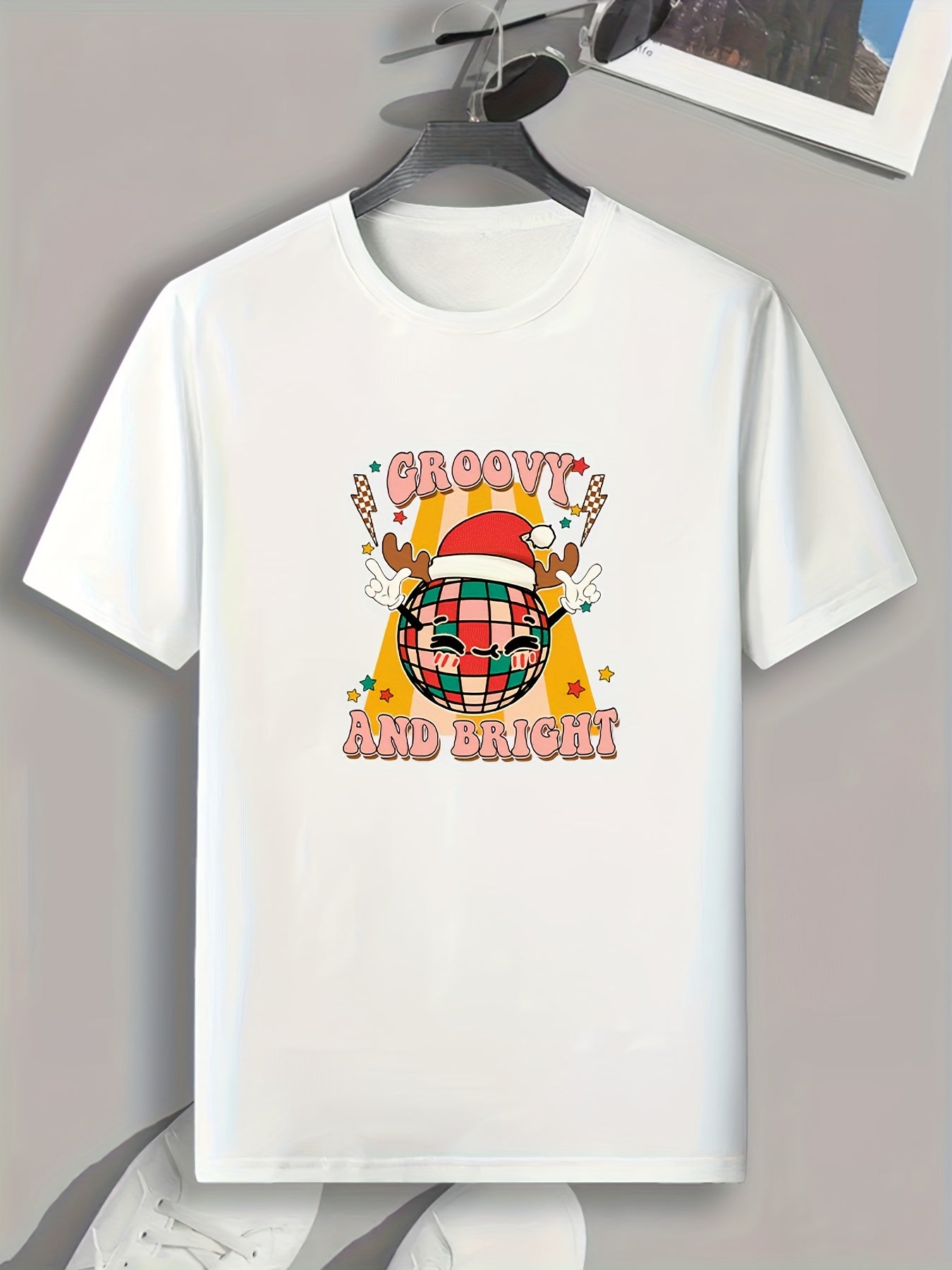 Christmas Style Disco Ball Print Men's Sports T-shirt
