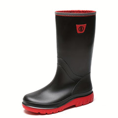 Women's Mid Calf Rain Boots Waterproof Non Slip Solid Slip On Shoes