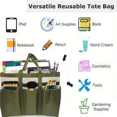 Large Capacity Green Storage Tote Bag for Art, Craft, Sewing, Medical, Books