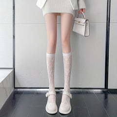3 Pairs Floral Lace Calf Socks Sweet Knee High Stockings