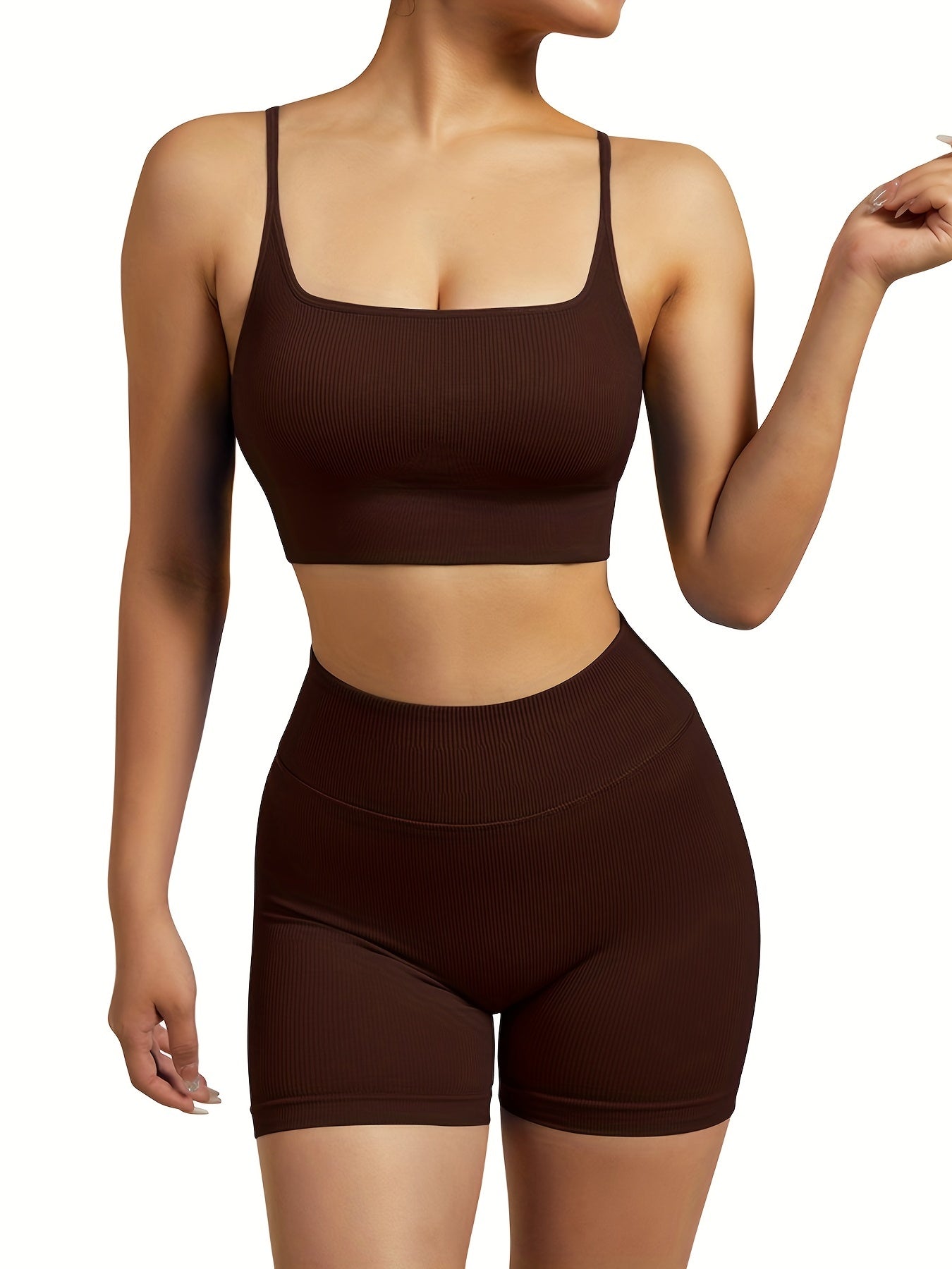 2pcs Yoga Set Sports Bra & Butt Lift Shorts Women's Activewear