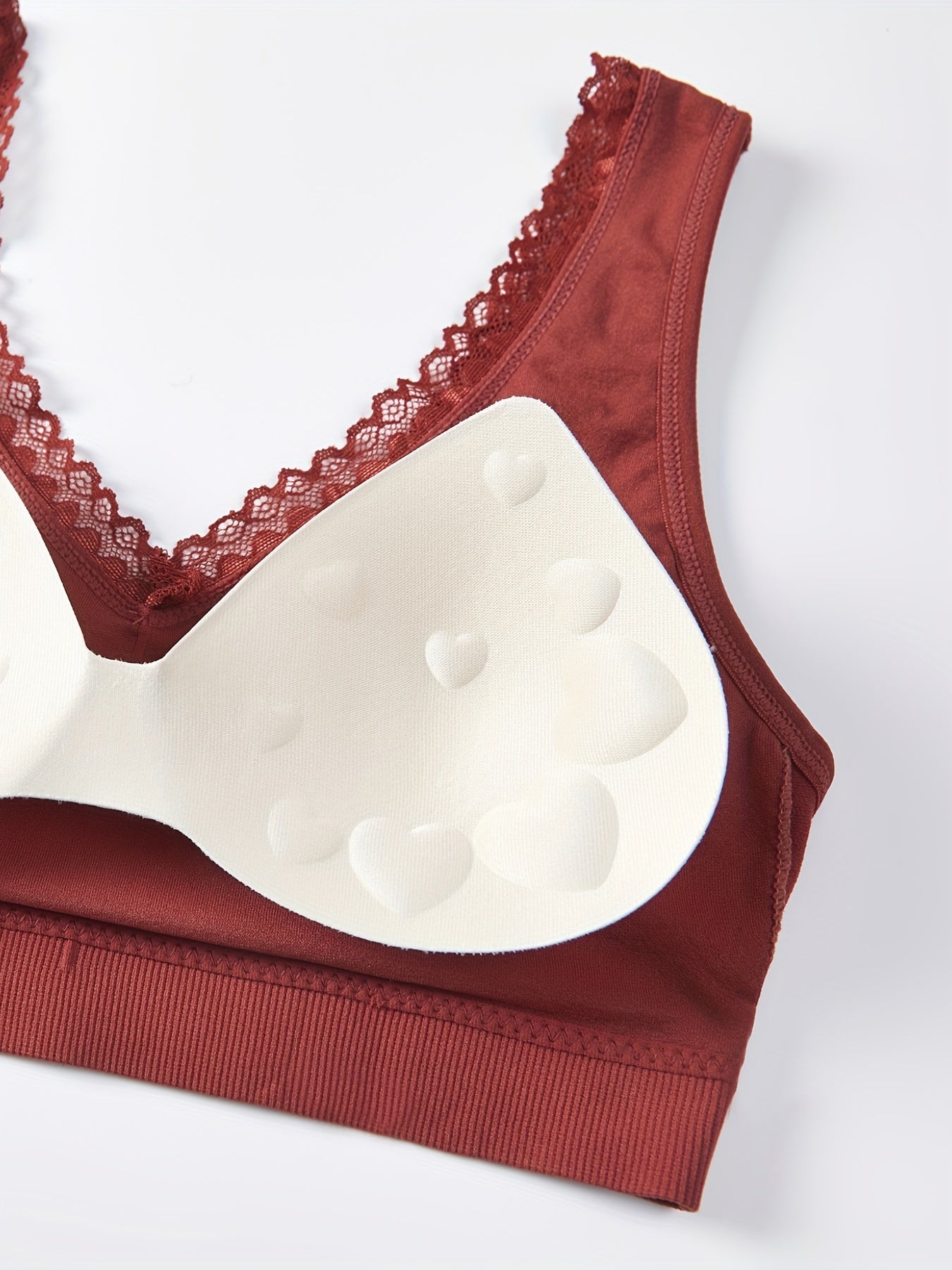 Soft Lace Trim Wireless Yoga Sports Bra