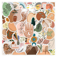 50pcs Bohemian Style Exotic Art Series Stickers For Laptop Water Cup Decoration