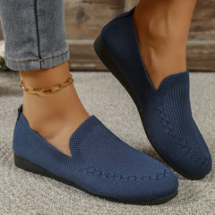 Women's Breathable Knit Flat Shoes Lightweight Slip On Shoes